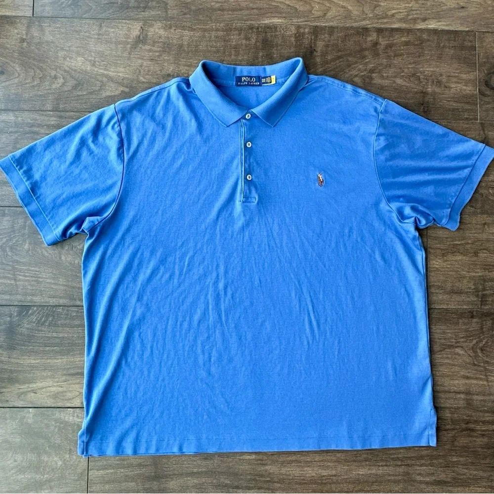 Polo Ralph Lauren Men's Soft Cotton Blue Polo Shirt - Big & Tall 4XB / 4XL